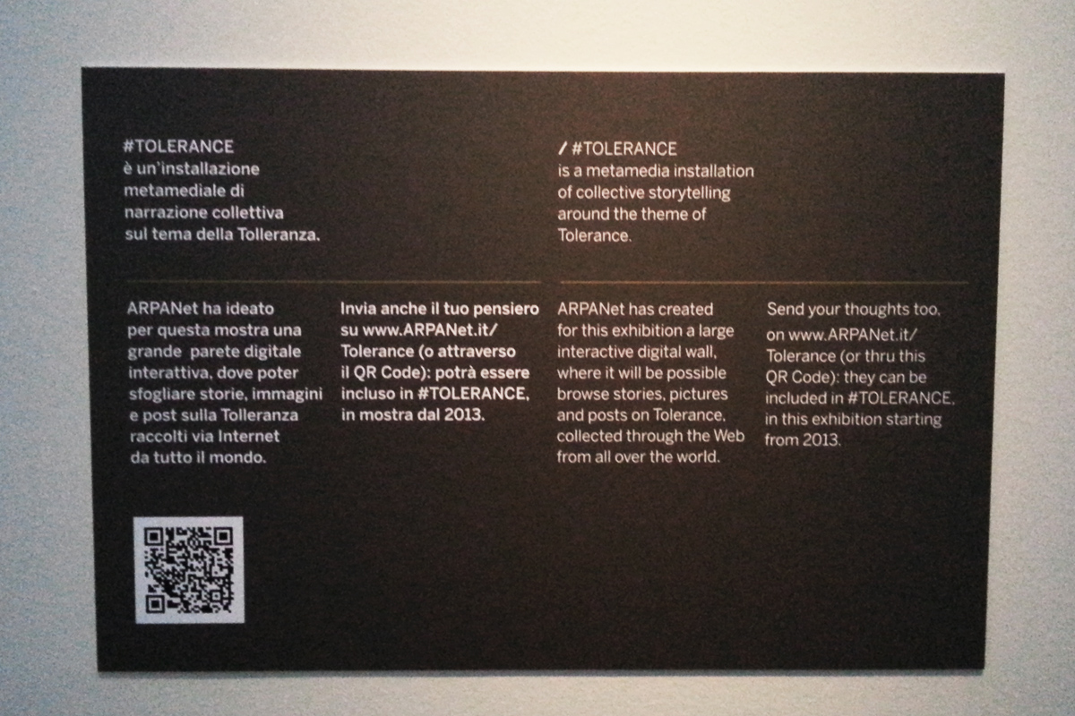 #TOLERANCE è un'installazione metamediale di storia collettiva intorno al tema della Tolleranza